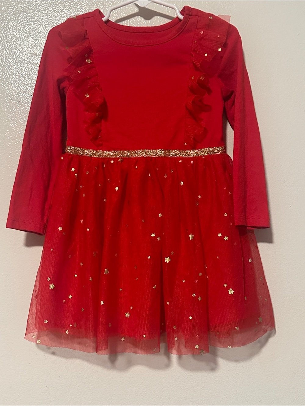 Cat & Jack Red Long-Sleeve Tulle Star Dress